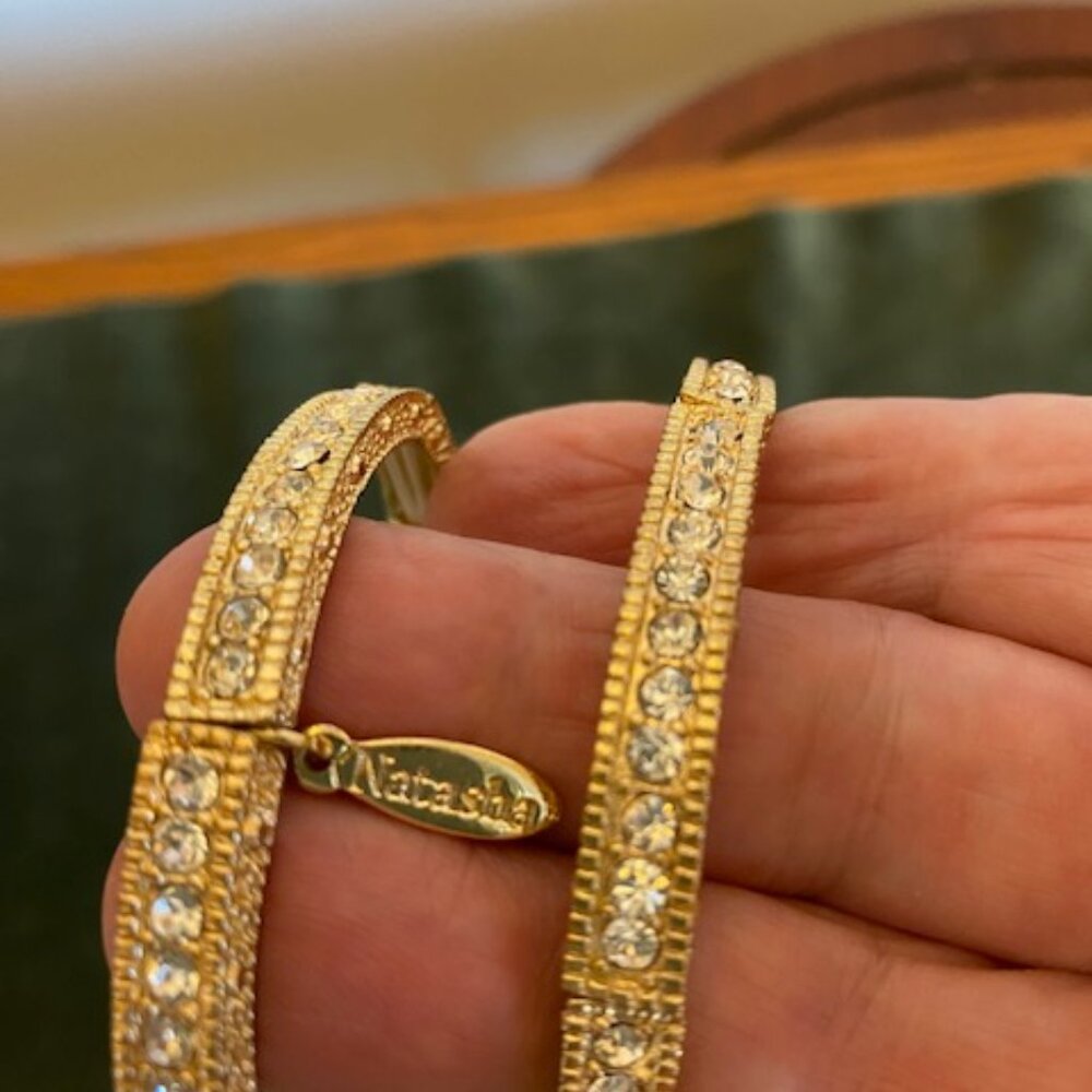 4 Natasha Rhinestone Infinity Stack Bracelets - Gold tone - Picture 2 of 9